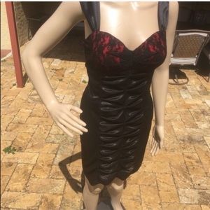 - Love Tease Ruched Black Red Dress